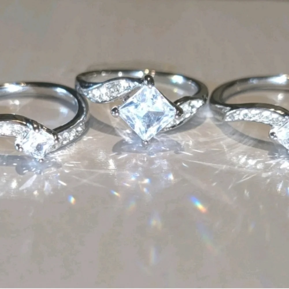 Womens 4ct Intricate Detailed Lab Created Diamond Engagement Ring Set Sz7